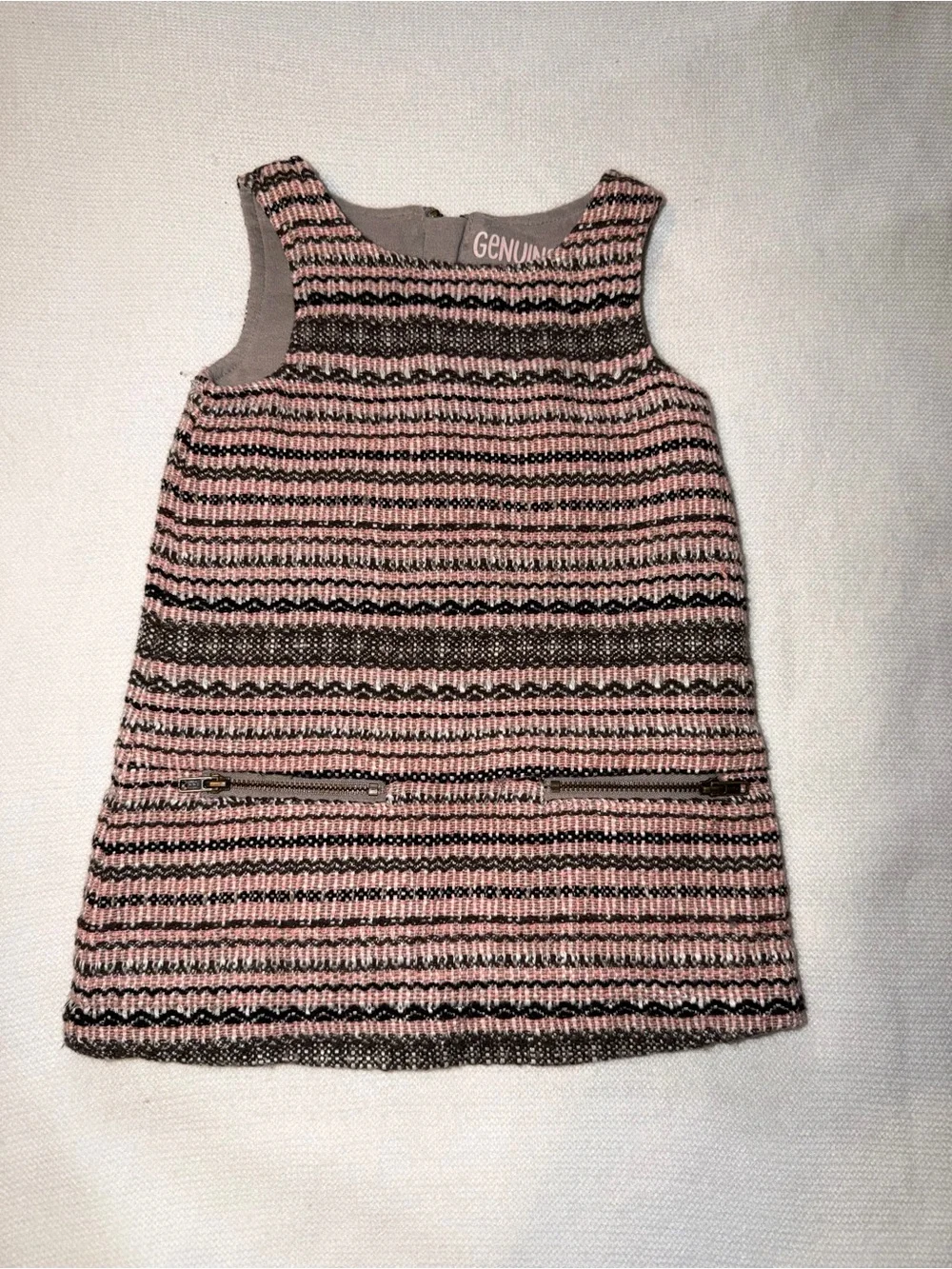 OshKosh B'gosh Pink and Gray Striped Knit A-Line Dress